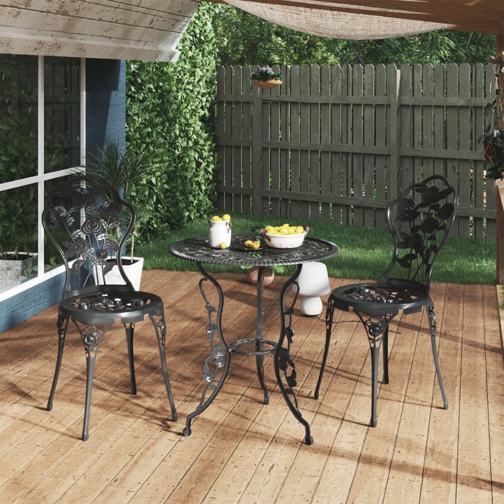 3-delige Bistroset gietaluminium zwart is nu te koop bij PeponiXL, paradijselijk wonen!