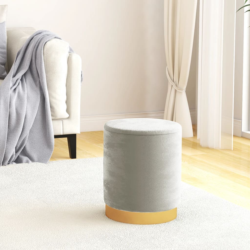 Hocker met opbergruimte rond fluweel 31 x 37 cm lichtgrijs is nu te koop bij PeponiXL, paradijselijk wonen!