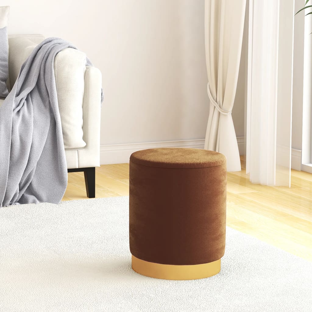 Hocker met opbergruimte rond fluweel 31 x 37 cm bruin is nu te koop bij PeponiXL, paradijselijk wonen!