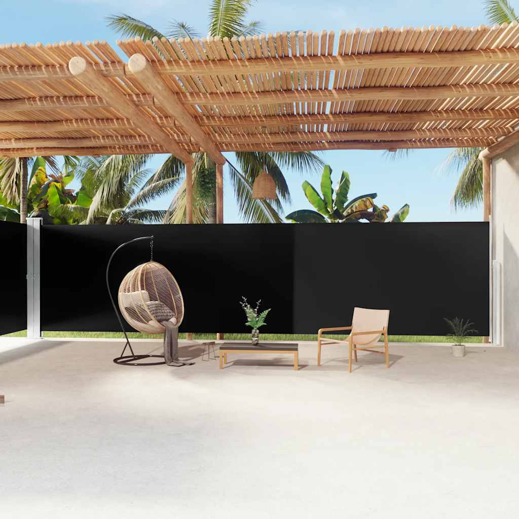 Windscherm uittrekbaar 200x1200 cm zwart is nu te koop bij PeponiXL, paradijselijk wonen!