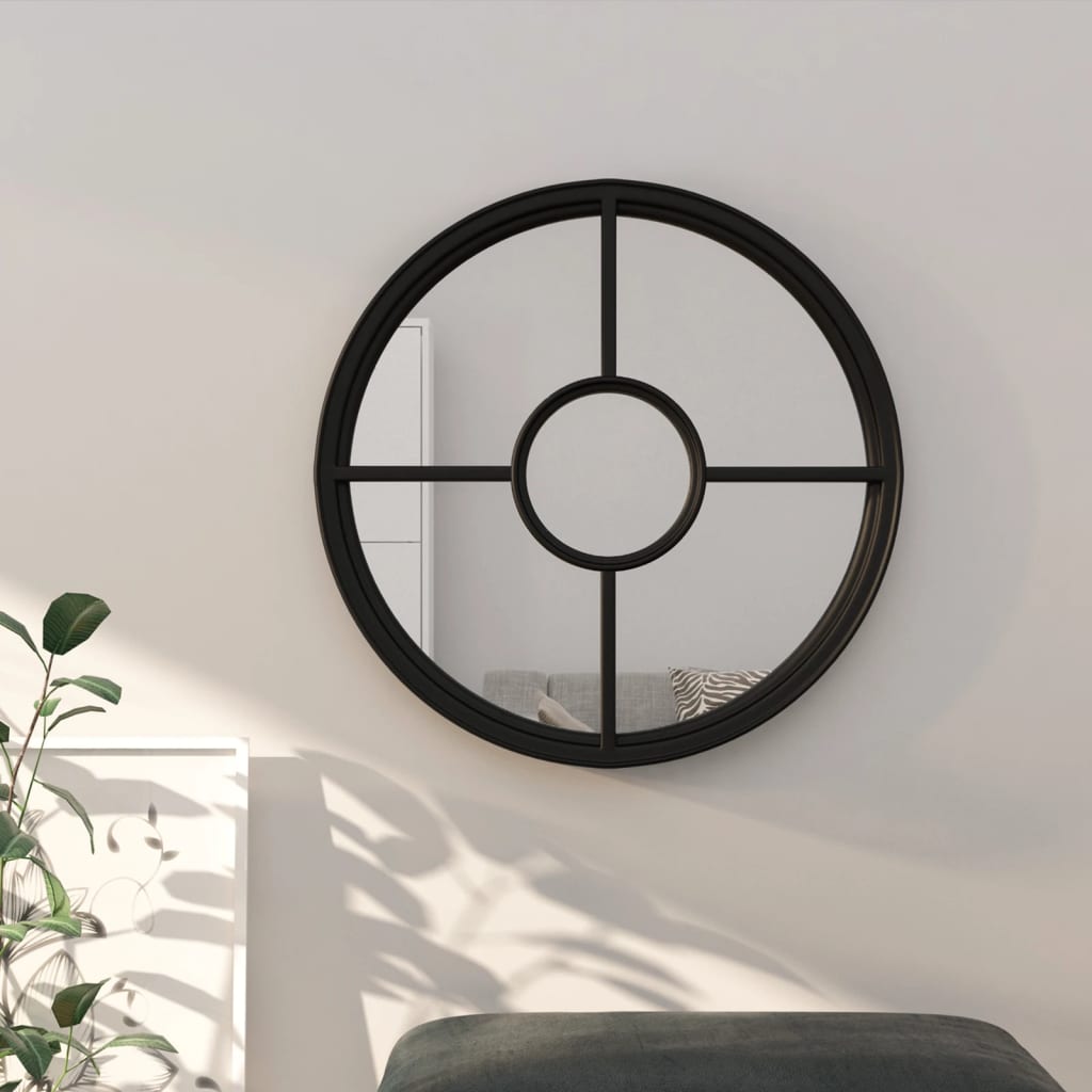 Spiegel rond 40x4 cm ijzer zwart is nu te koop bij PeponiXL, paradijselijk wonen!