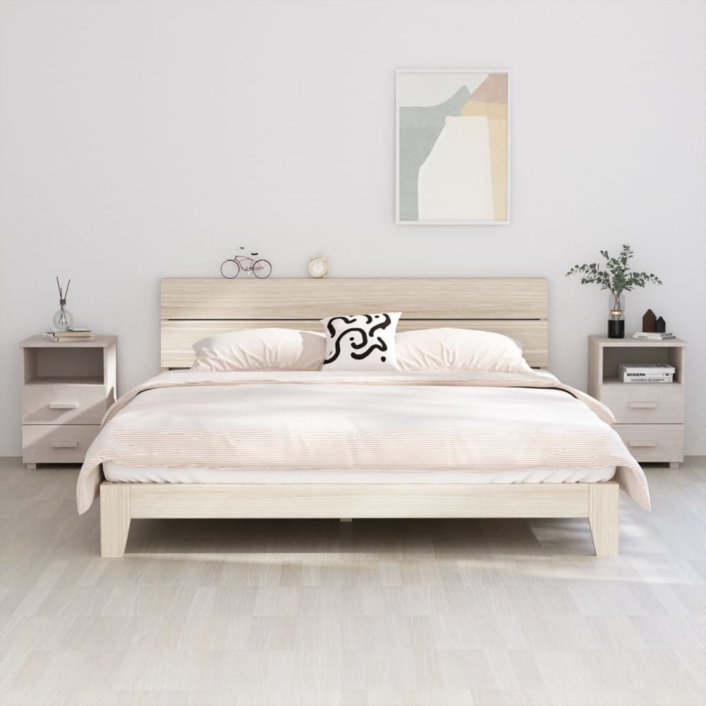 Nachtkastjes HAMAR 2 st 40x35x62 cm massief grenenhout wit is nu te koop bij PeponiXL, paradijselijk wonen!