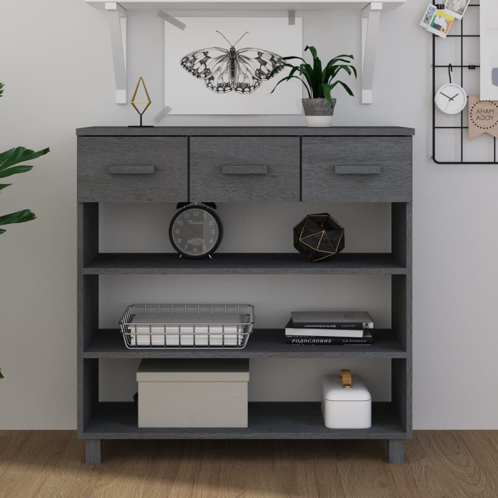 Wandtafel HAMAR 90x35x90 cm massief grenenhout donkergrijs is nu te koop bij PeponiXL, paradijselijk wonen!