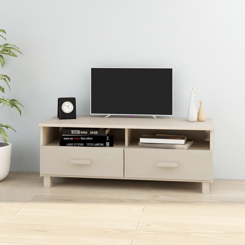 Tv-meubel HAMAR 106x40x40 cm massief grenenhout honingbruin is nu te koop bij PeponiXL, paradijselijk wonen!