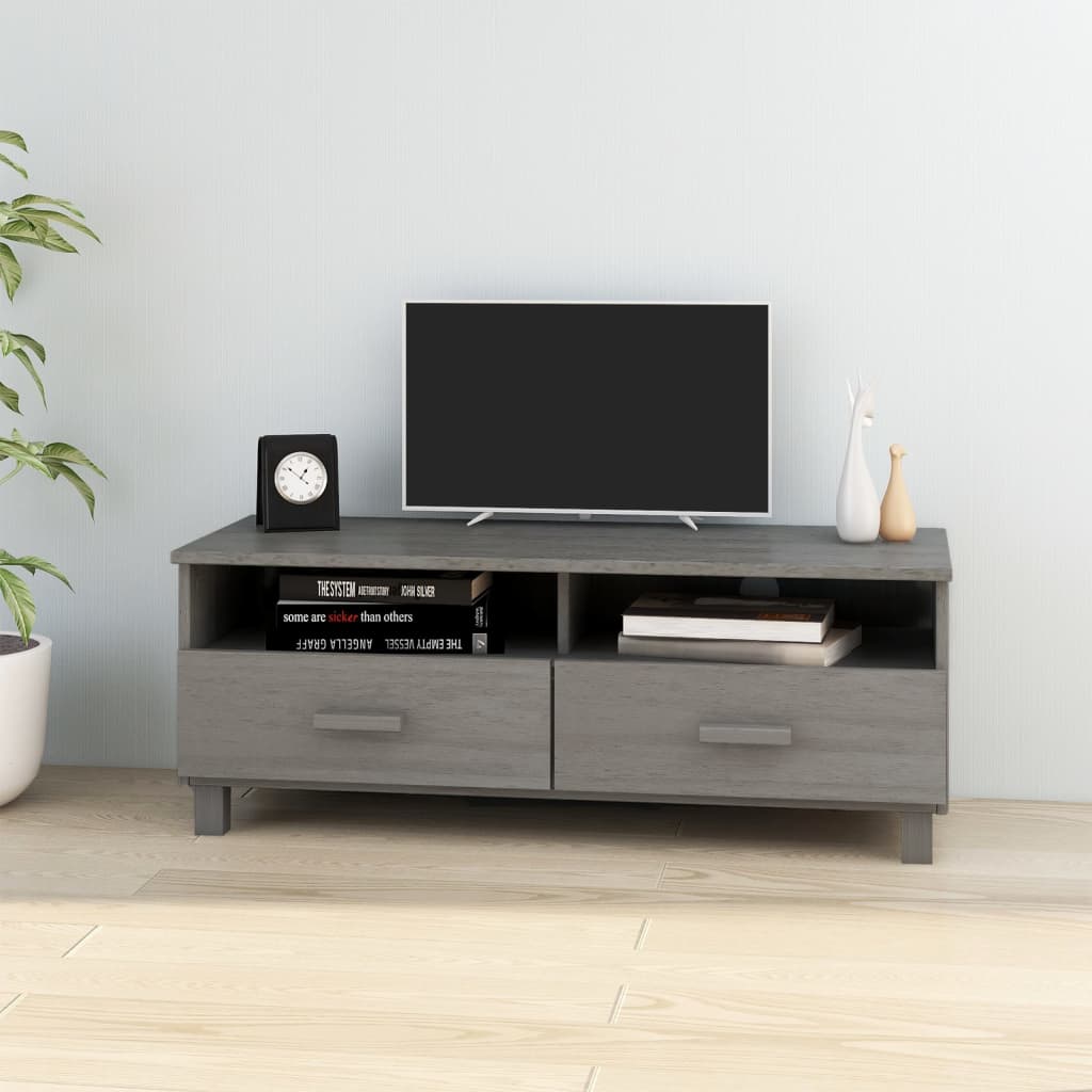 Tv-meubel HAMAR 106x40x40 cm massief grenenhout lichtgrijs is nu te koop bij PeponiXL, paradijselijk wonen!