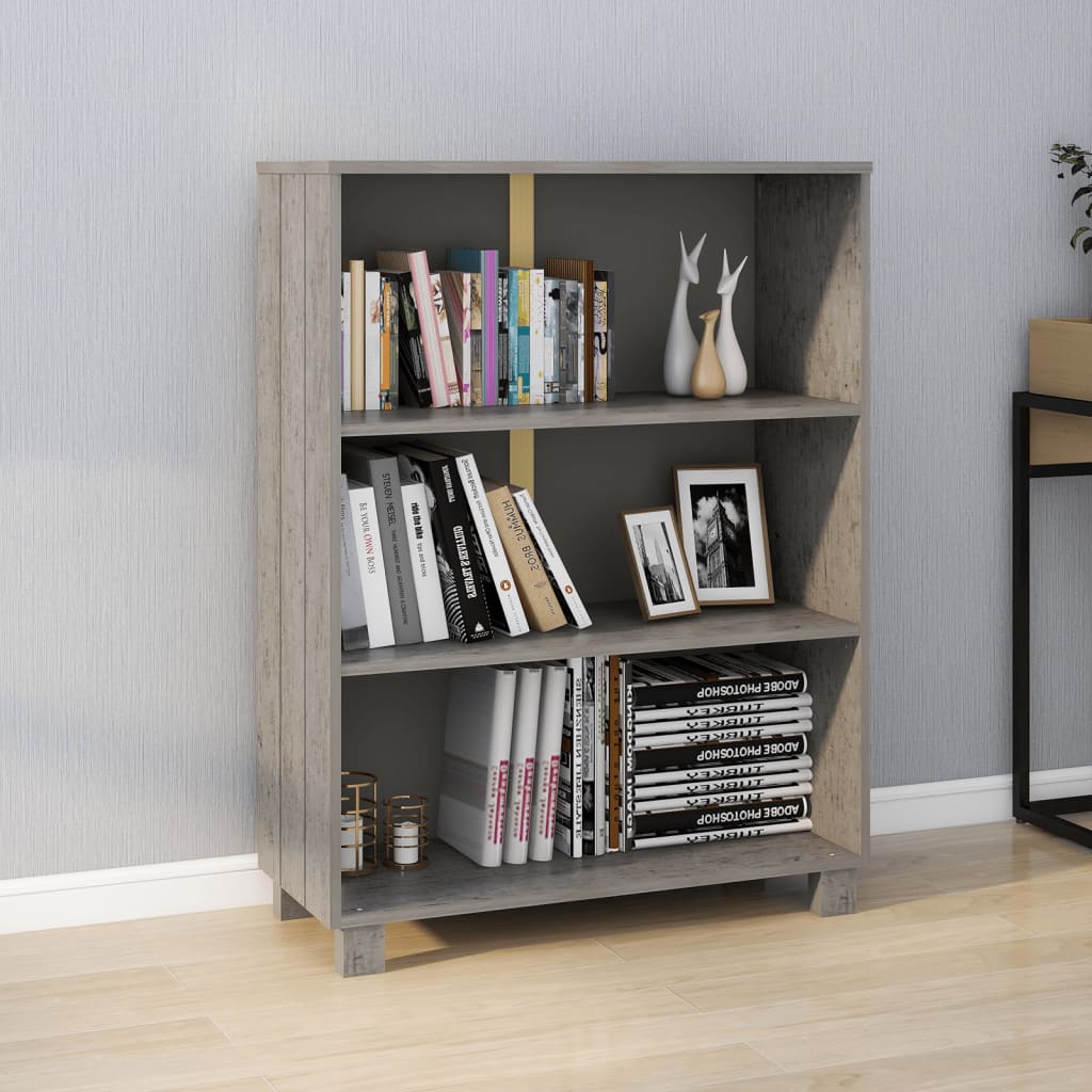 Boekenkast HAMAR 85x35x112 cm massief grenenhout lichtgrijs is nu te koop bij PeponiXL, paradijselijk wonen!