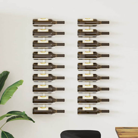 Wijnrekken 2 st wandmontage voor 9 flessen ijzer wit is nu te koop bij PeponiXL, paradijselijk wonen!