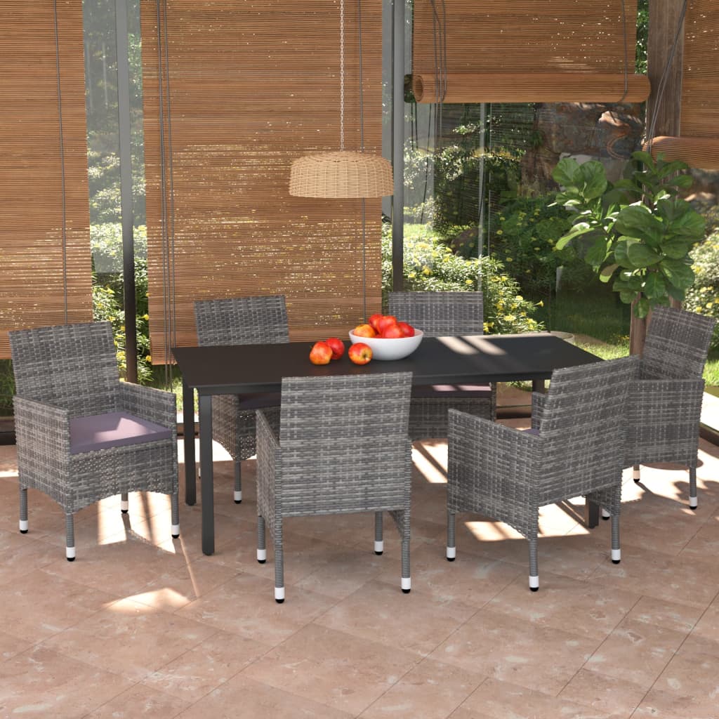 7-delige Tuinset met kussens poly rattan grijs is nu te koop bij PeponiXL, paradijselijk wonen!