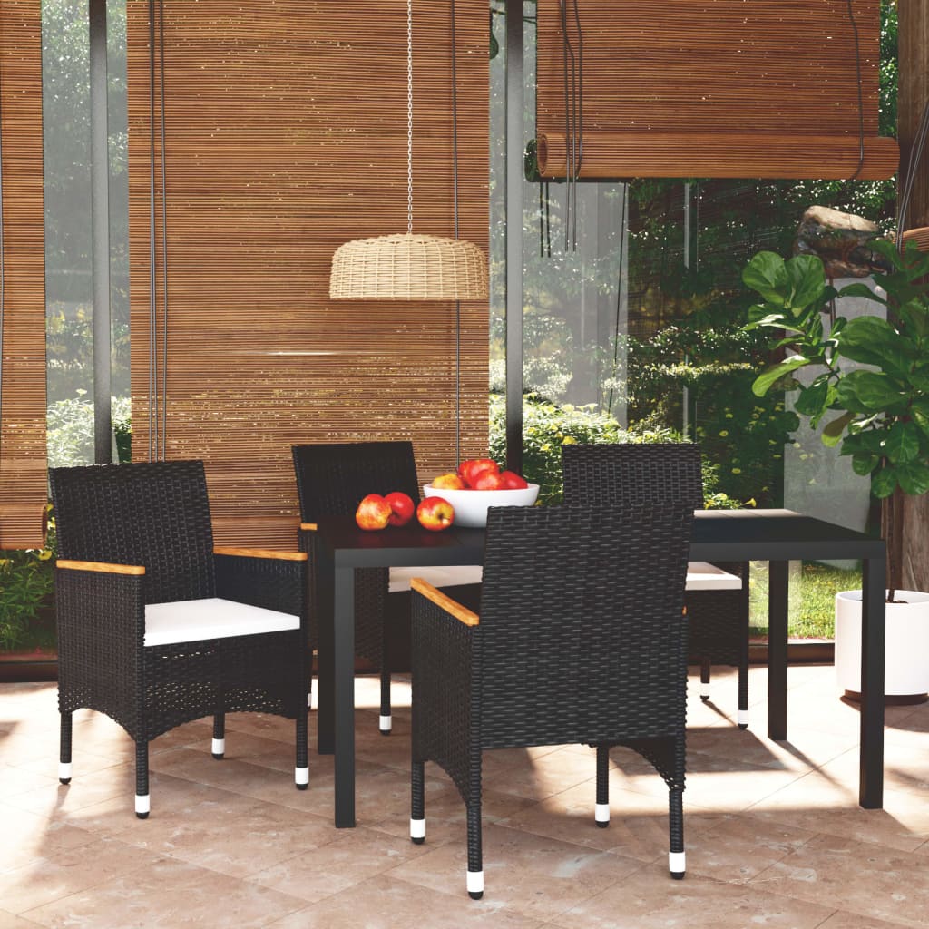 5-delige Tuinset met kussens poly rattan zwart is nu te koop bij PeponiXL, paradijselijk wonen!