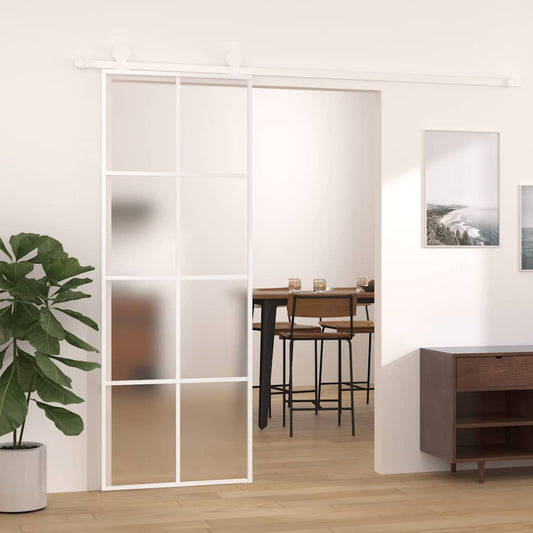 Schuifdeur 76x205 cm mat ESG-glas en aluminium wit is nu te koop bij PeponiXL, paradijselijk wonen!