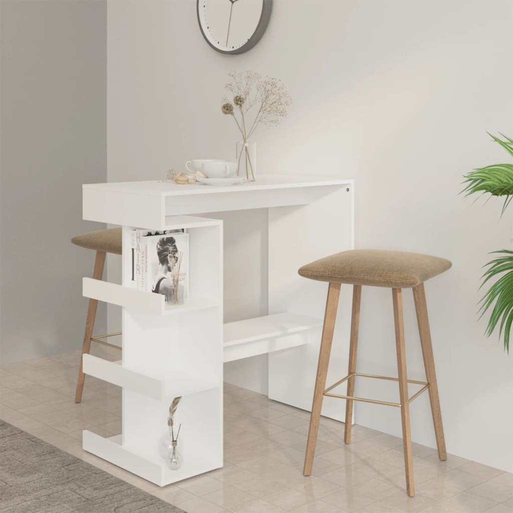 Bartafel met opbergrek 100x50x101,5 cm bewerkt hout wit is nu te koop bij PeponiXL, paradijselijk wonen!