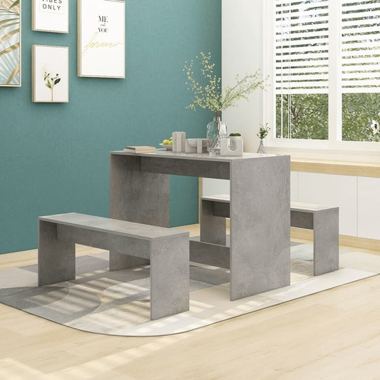 3-delige Eethoekset bewerkt hout betongrijs is nu te koop bij PeponiXL, paradijselijk wonen!