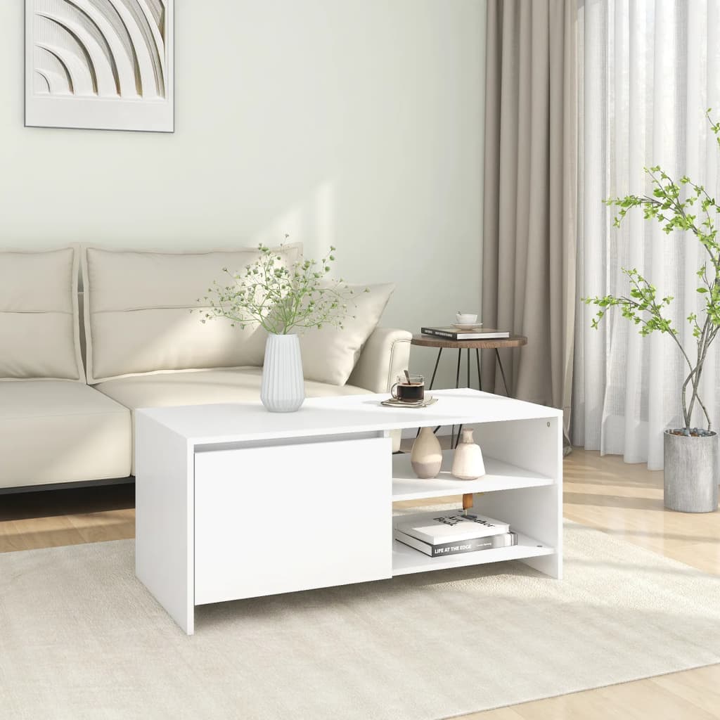 Salontafel 102x50x45 cm bewerkt hout wit is nu te koop bij PeponiXL, paradijselijk wonen!