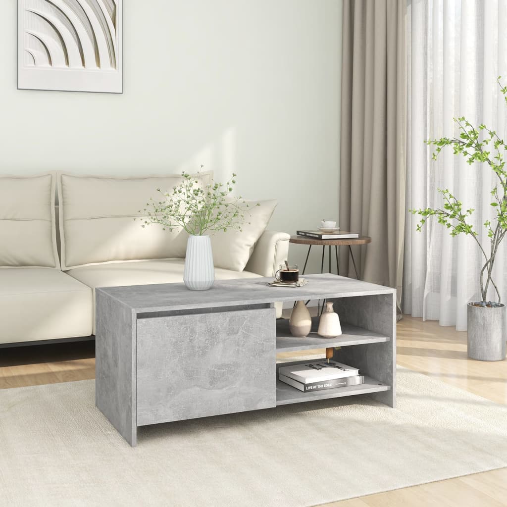 Salontafel 102x50x45 cm bewerkt hout betongrijs is nu te koop bij PeponiXL, paradijselijk wonen!