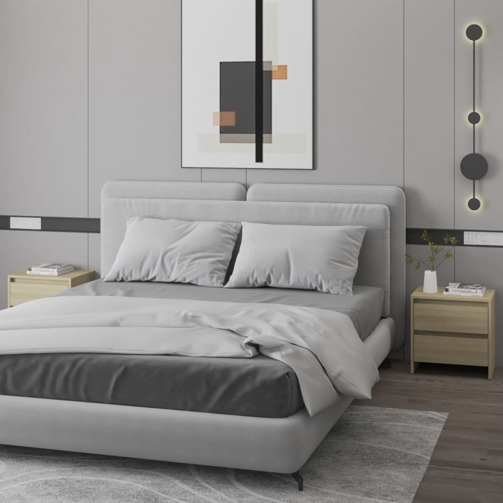 Nachtkastjes 2 st 45x34,5x44,5 cm bewerkt hout sonoma eiken is nu te koop bij PeponiXL, paradijselijk wonen!