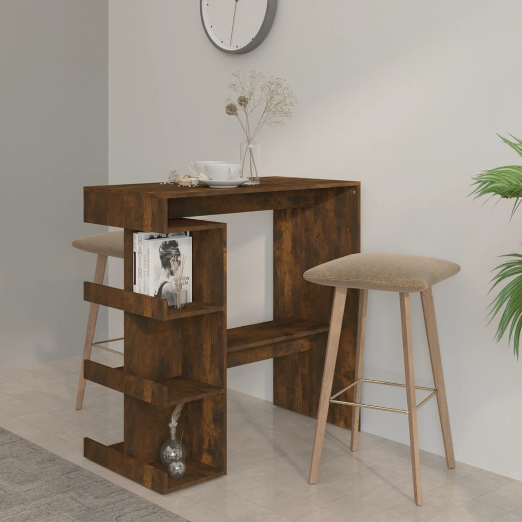 Bartafel met opbergrek 100x50x101,5 cm hout gerookt eiken is nu te koop bij PeponiXL, paradijselijk wonen!