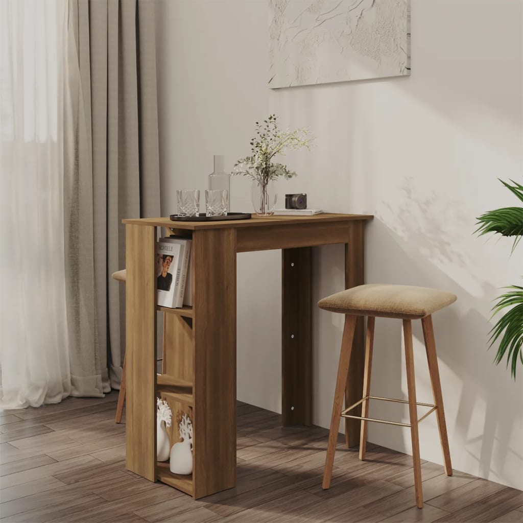 Bartafel met schap 102x50x103,5 cm bewerkt hout bruin eiken is nu te koop bij PeponiXL, paradijselijk wonen!