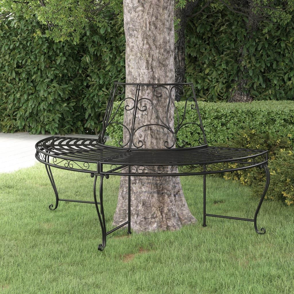 Boombank halfrond Ø160 cm staal zwart is nu te koop bij PeponiXL, paradijselijk wonen!