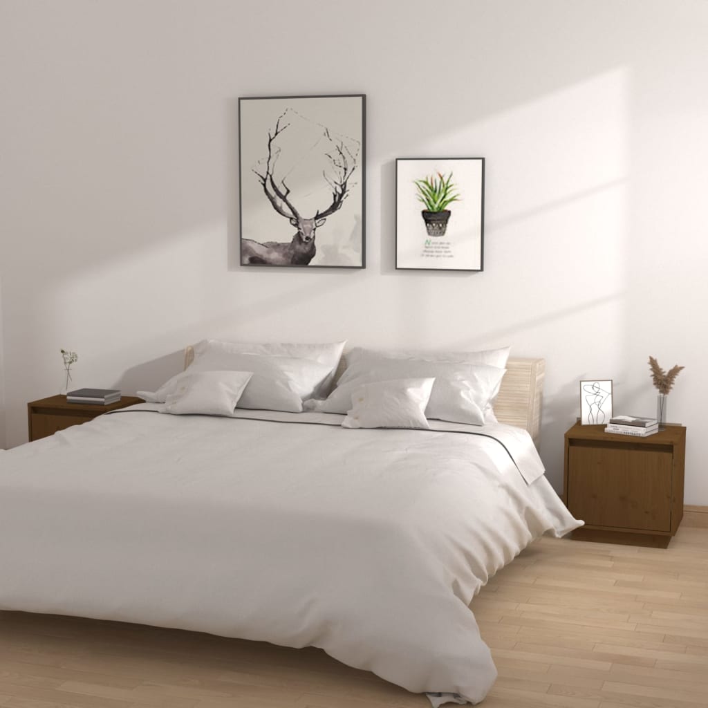 Nachtkastjes 2 st 40x30x40 cm massief grenenhout honingbruin is nu te koop bij PeponiXL, paradijselijk wonen!