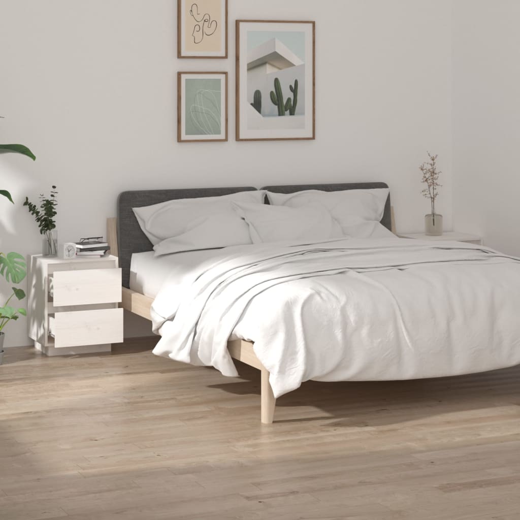 Nachtkastjes 2 st 40x35x50 cm massief grenenhout wit is nu te koop bij PeponiXL, paradijselijk wonen!