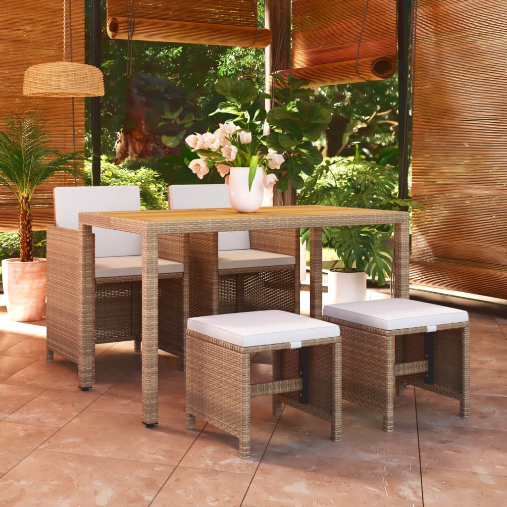 5-delige Tuinset met kussens poly rattan beige is nu te koop bij PeponiXL, paradijselijk wonen!