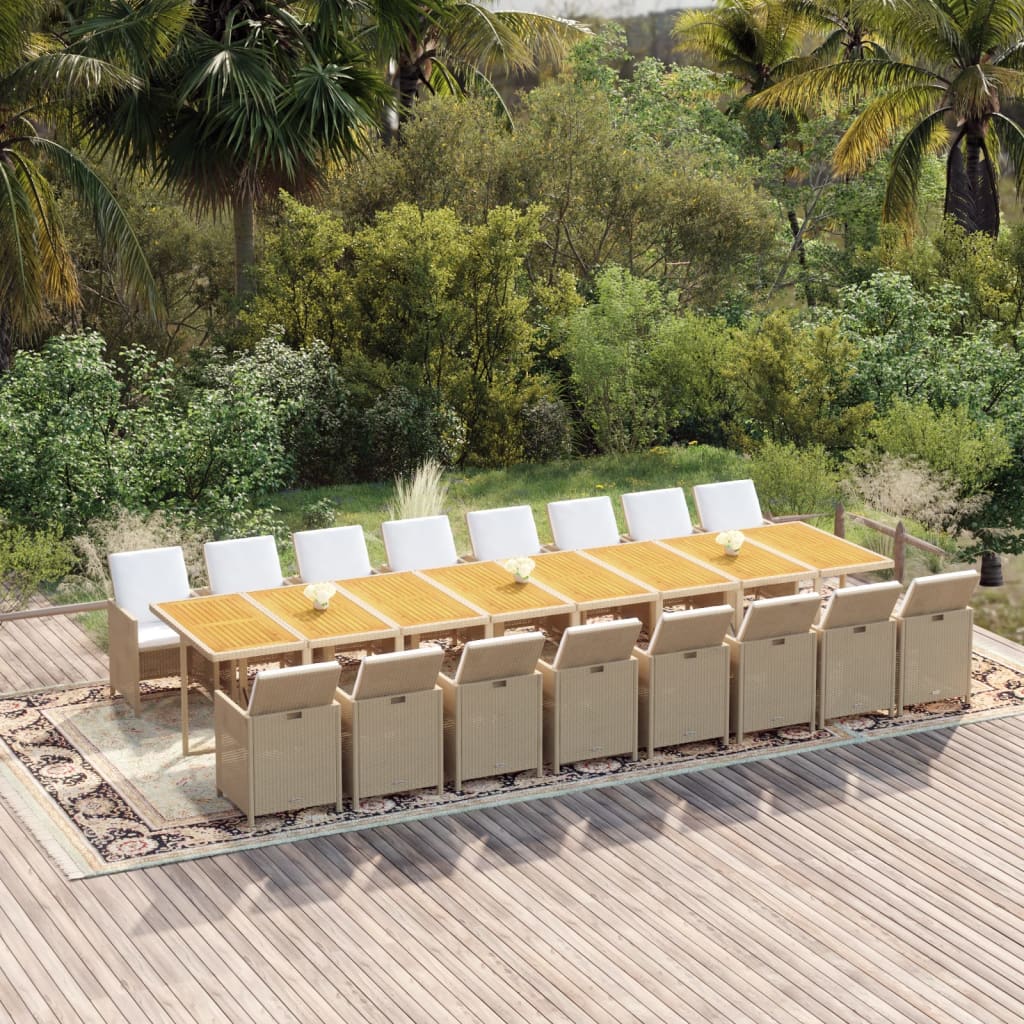 17-delige Tuinset met kussens poly rattan beige is nu te koop bij PeponiXL, paradijselijk wonen!