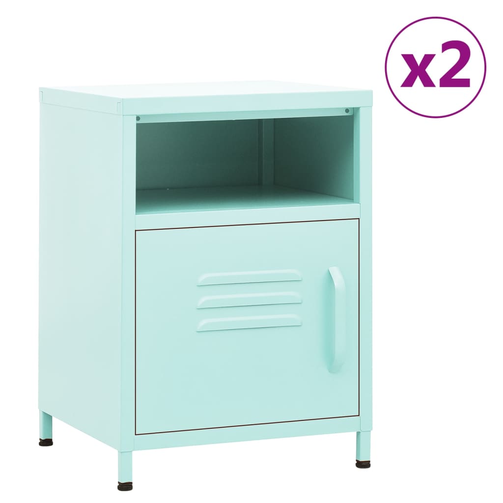 Nachtkastjes 2 st 35x35x51 cm staal mintkleurig is nu te koop bij PeponiXL, paradijselijk wonen!