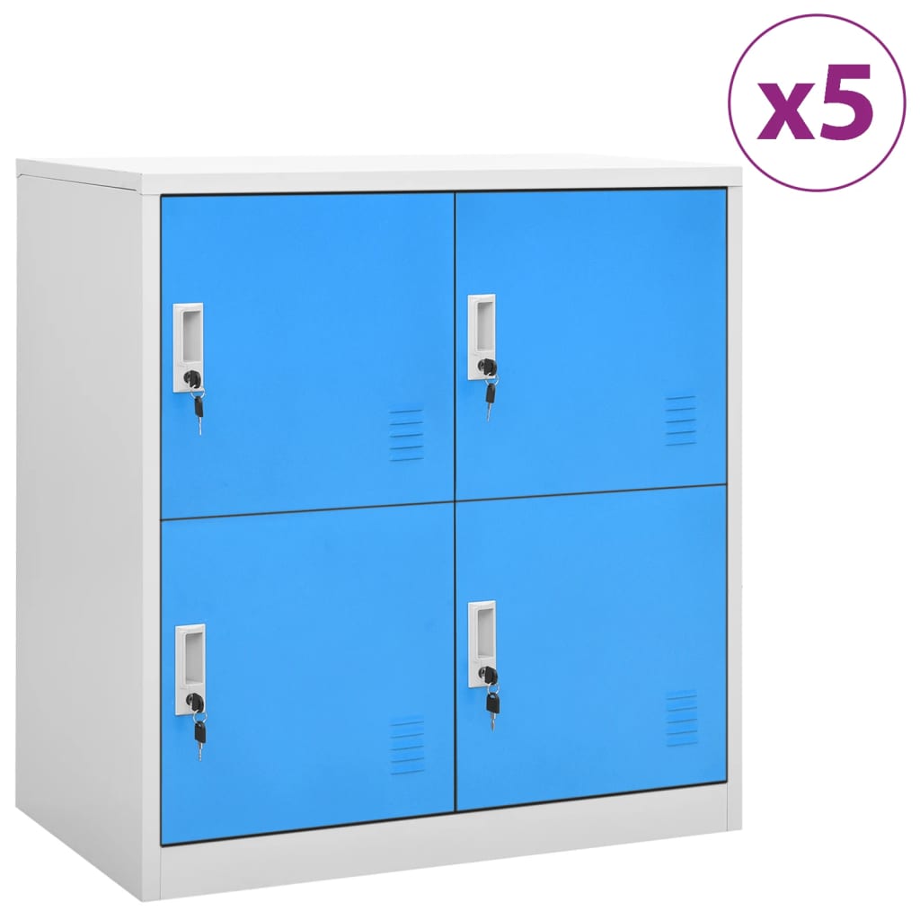 Lockerkasten 5 st 90x45x92,5 cm staal lichtgrijs en blauw is nu te koop bij PeponiXL, paradijselijk wonen!