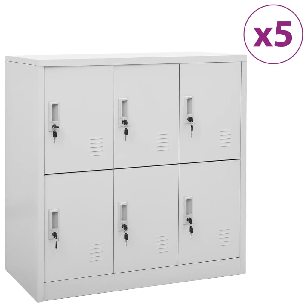Lockerkasten 5 st 90x45x92,5 cm staal lichtgrijs is nu te koop bij PeponiXL, paradijselijk wonen!