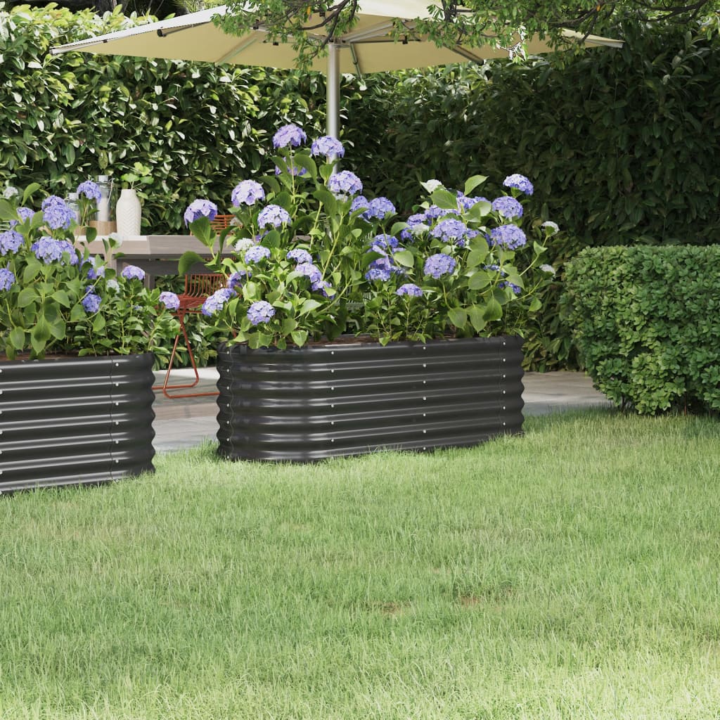 Plantenbak 114x40x36 cm gegalvaniseerd staal antracietkleurig is nu te koop bij PeponiXL, paradijselijk wonen!