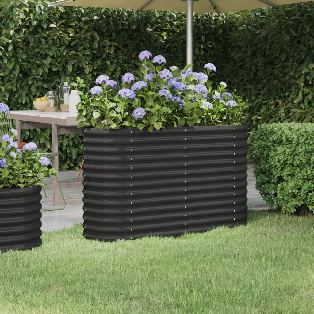 Plantenbak 114x40x68 cm gegalvaniseerd staal antracietkleurig is nu te koop bij PeponiXL, paradijselijk wonen!