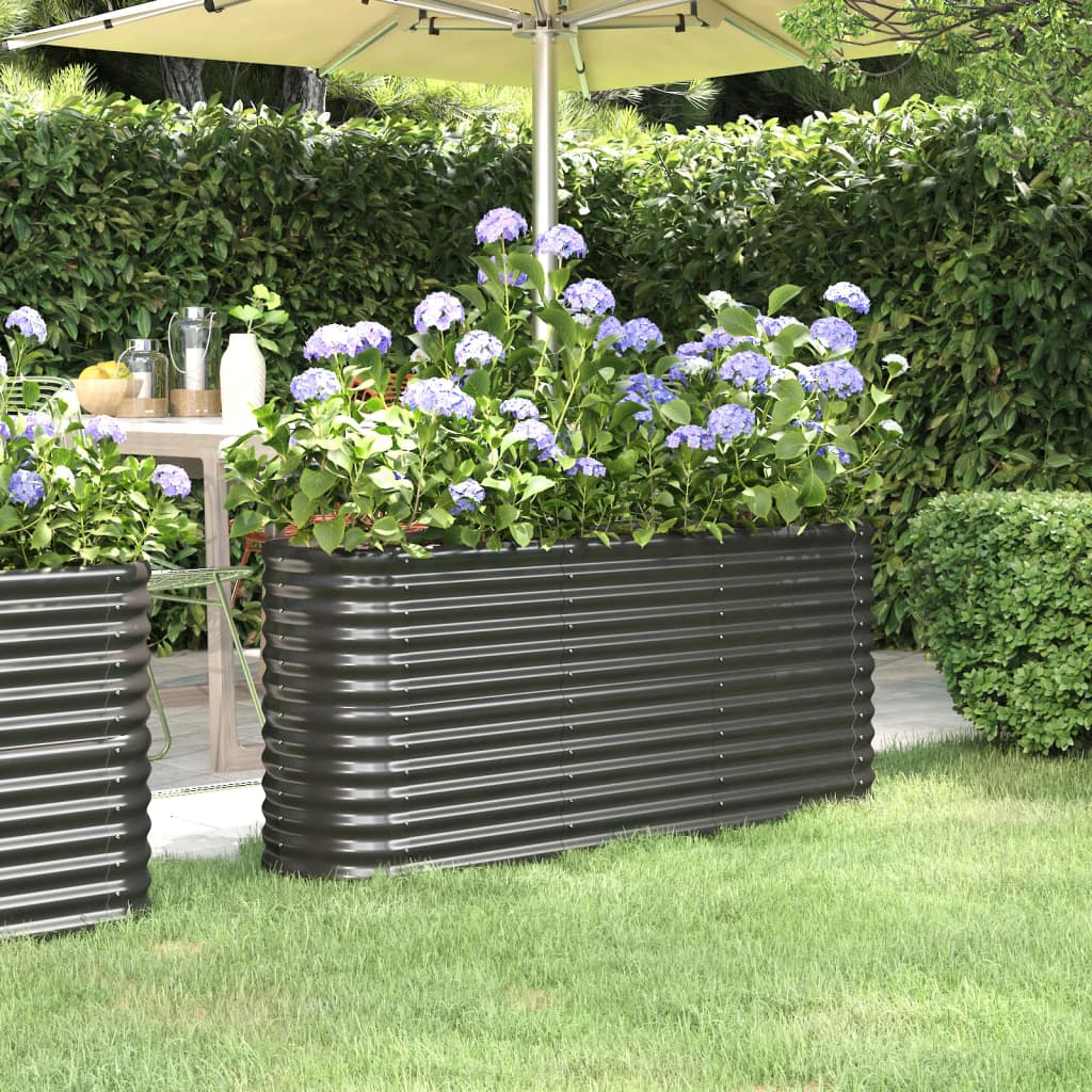 Plantenbak 152x40x68 cm gegalvaniseerd staal antracietkleurig is nu te koop bij PeponiXL, paradijselijk wonen!