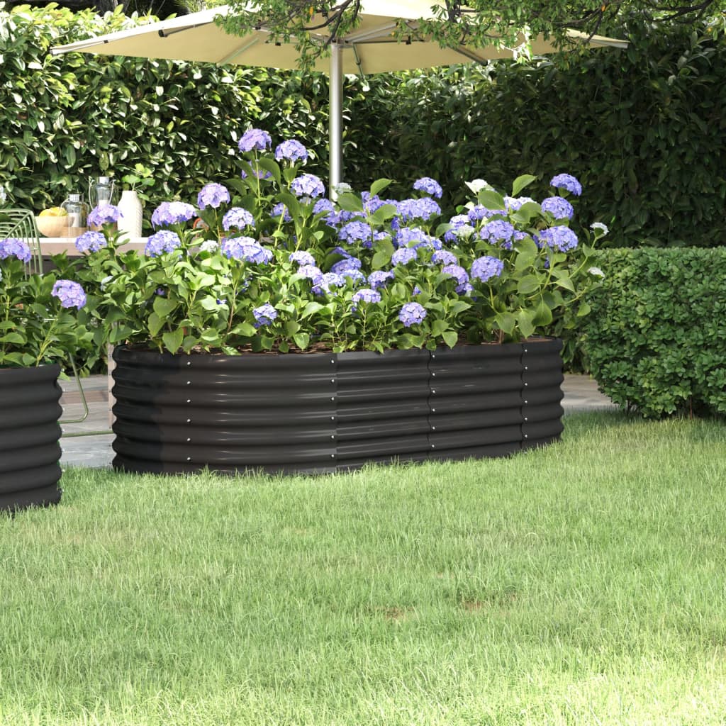 Plantenbak 152x80x36 cm gegalvaniseerd staal antracietkleurig is nu te koop bij PeponiXL, paradijselijk wonen!