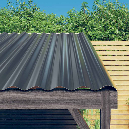 Dakpanelen 12 st 80x36 cm gegalvaniseerd staal antracietkleurig is nu te koop bij PeponiXL, paradijselijk wonen!