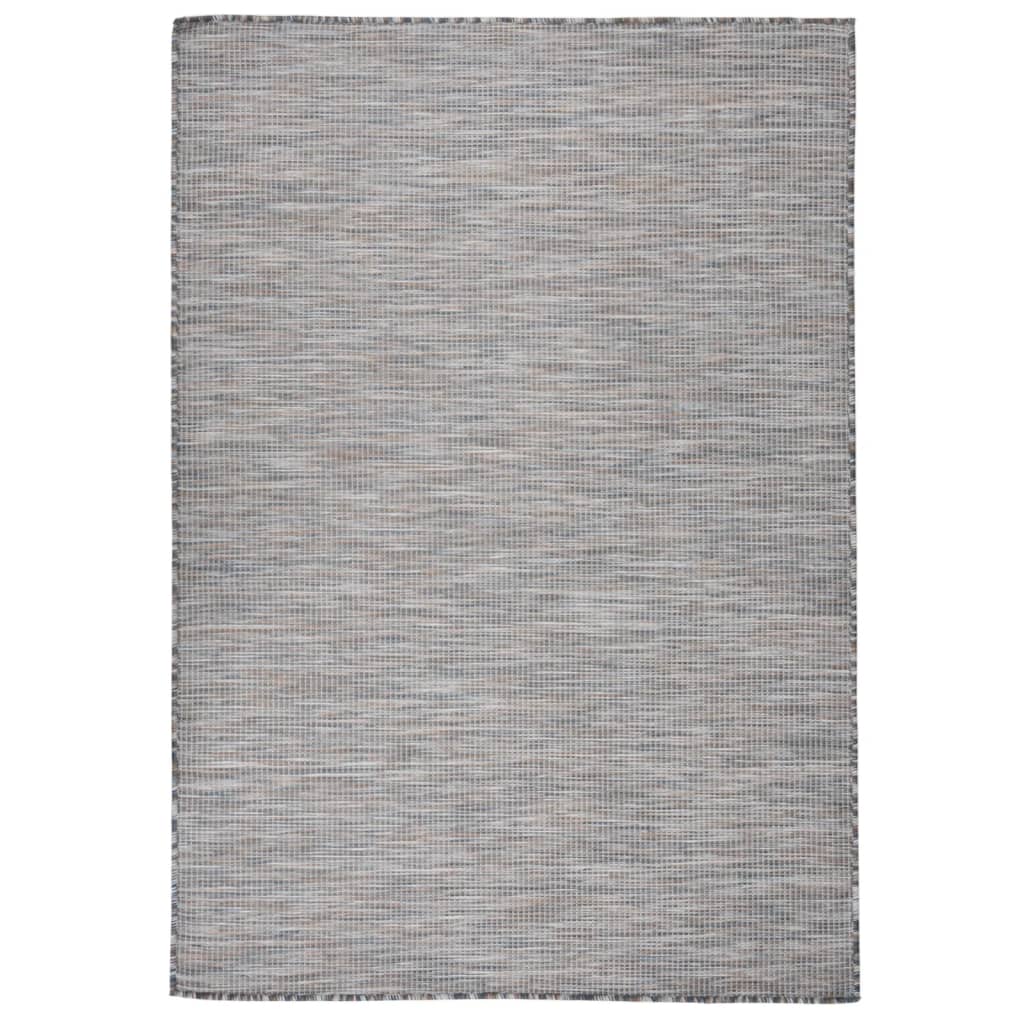 Buitenkleed platgeweven 160x230 cm bruin en blauw is nu te koop bij PeponiXL, paradijselijk wonen!