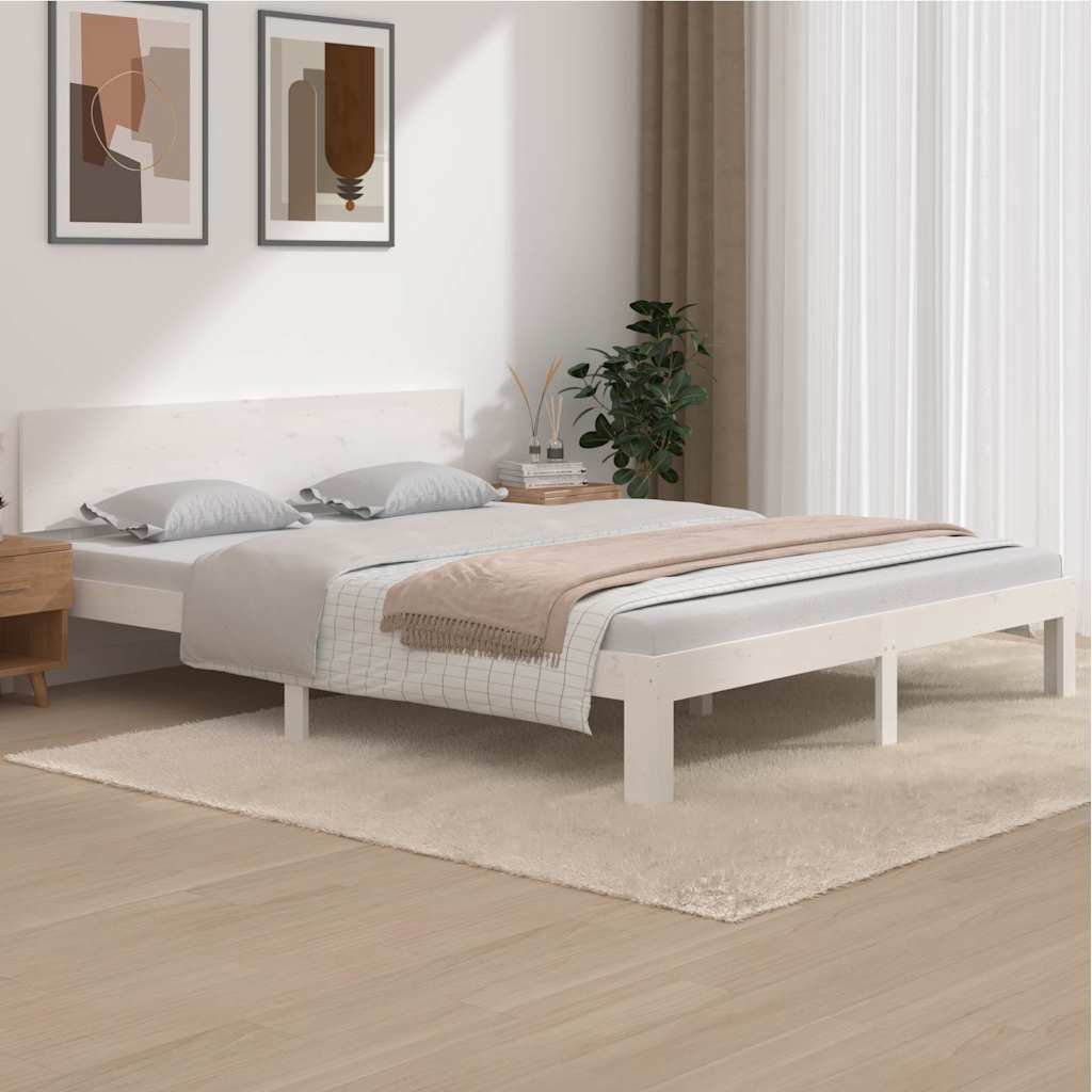 Bedframe massief grenenhout wit 160x200 cm is nu te koop bij PeponiXL, paradijselijk wonen!