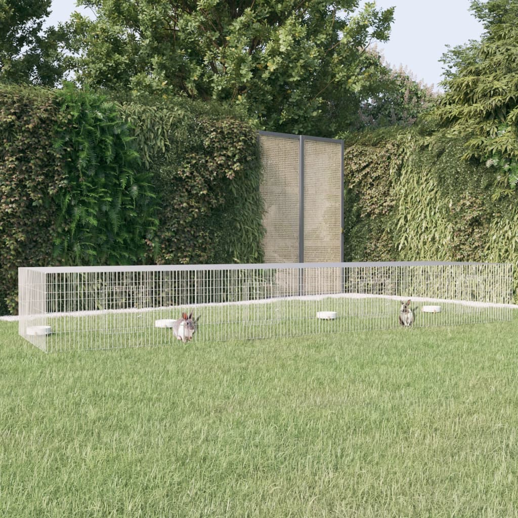 Konijnenkooi met 4 panelen 433x109x54 cm gegalvaniseerd ijzer is nu te koop bij PeponiXL, paradijselijk wonen!