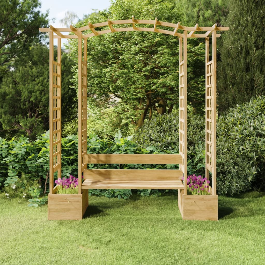 Pergola met bank en plantenbakken geïmpregneerd grenenhout is nu te koop bij PeponiXL, paradijselijk wonen!