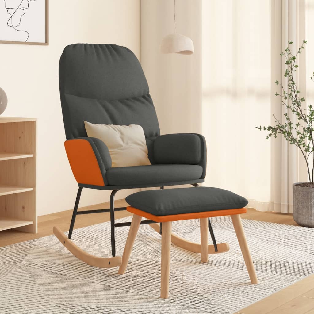 Schommelstoel met voetenbank stof donkergrijs is nu te koop bij PeponiXL, paradijselijk wonen!