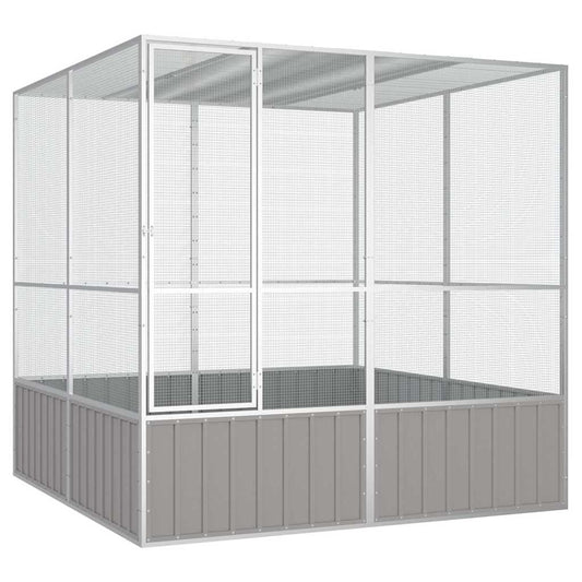 Vogelkooi 213,5x217,5x211,5 cm gegalvaniseerd staal grijs is nu te koop bij PeponiXL, paradijselijk wonen!