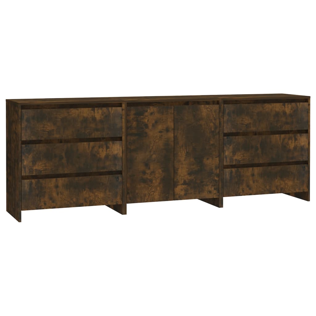 3 st Dressoirs bewerkt hout gerookt eikenkleurig is nu te koop bij PeponiXL, paradijselijk wonen!