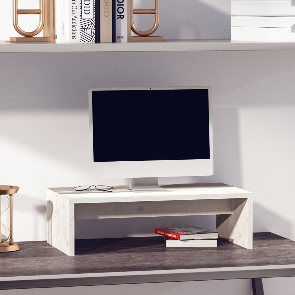 Monitorstandaard 50x27x15 cm massief grenenhout wit is nu te koop bij PeponiXL, paradijselijk wonen!