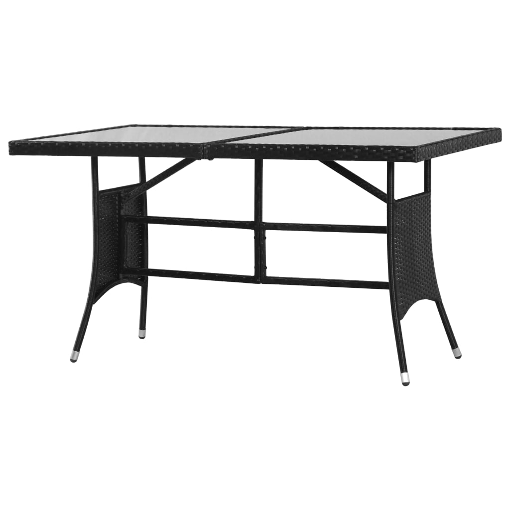 Tuintafel 140x80x74 cm poly rattan zwart is nu te koop bij PeponiXL, paradijselijk wonen!