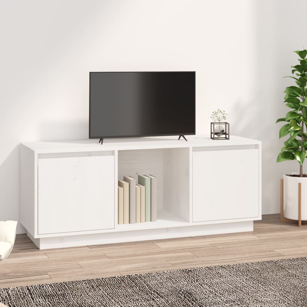 Tv-meubel 110,5x35x44 cm massief grenenhout wit is nu te koop bij PeponiXL, paradijselijk wonen!