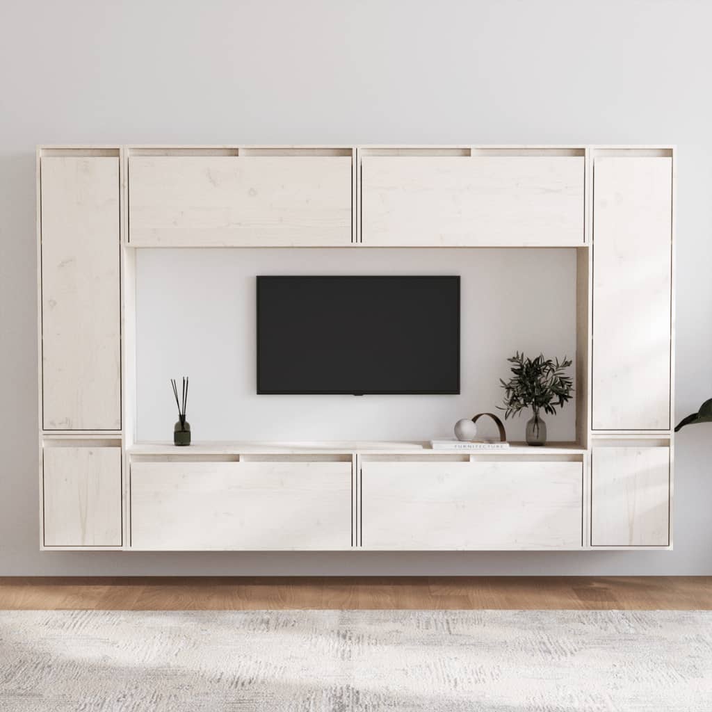 Tv-meubelen 8 st massief grenenhout wit is nu te koop bij PeponiXL, paradijselijk wonen!