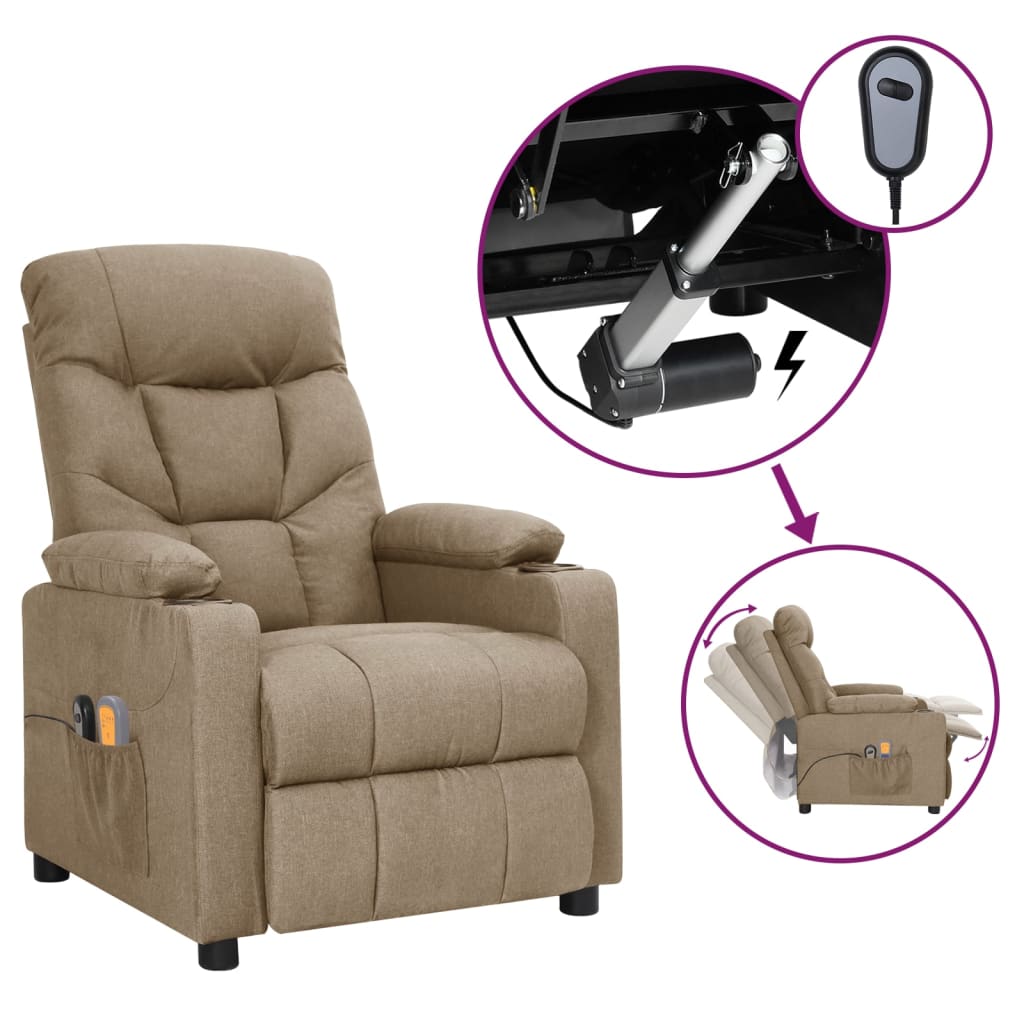 Massagestoel elektrisch stof taupe is nu te koop bij PeponiXL, paradijselijk wonen!