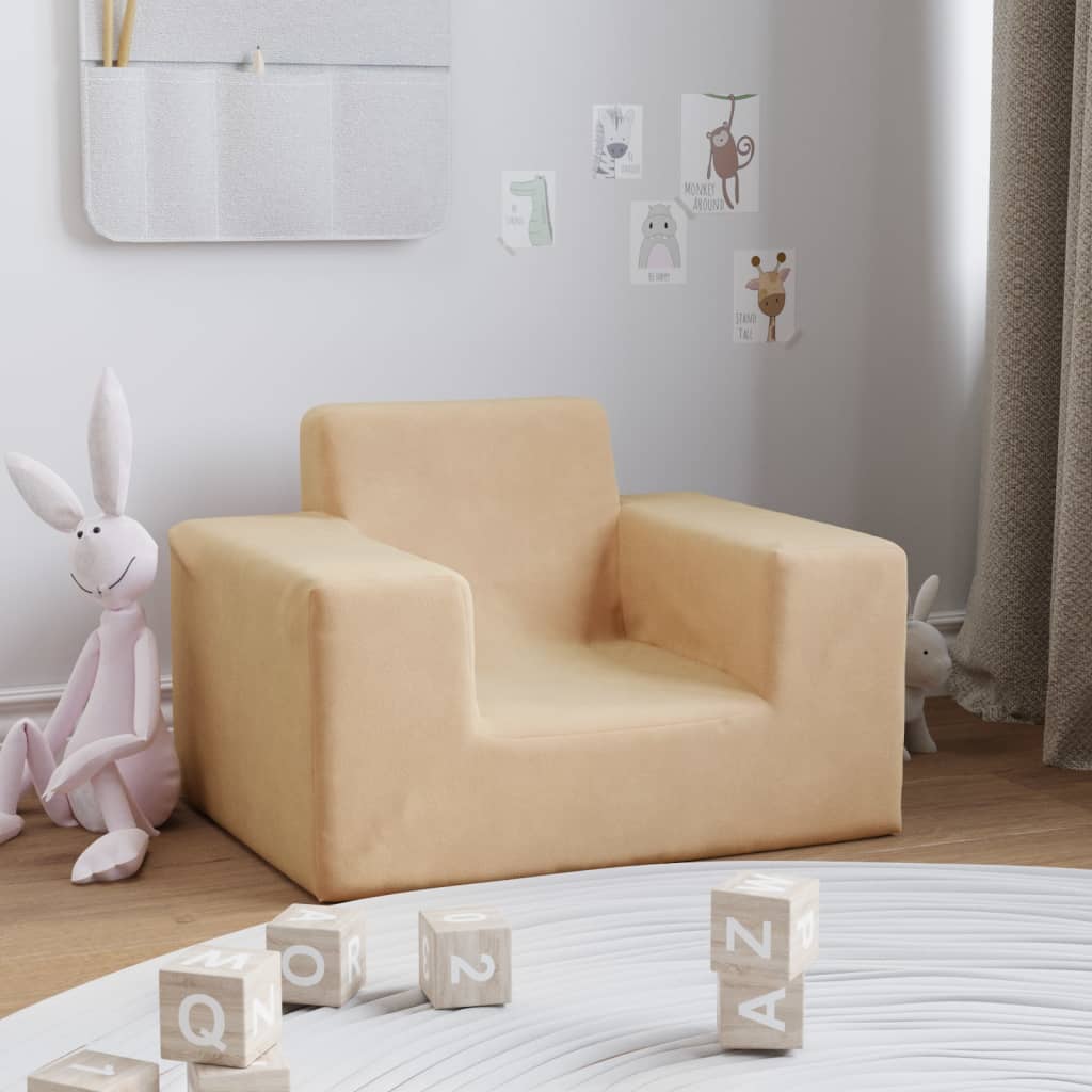 Kinderbank zacht pluche crèmekleurig is nu te koop bij PeponiXL, paradijselijk wonen!