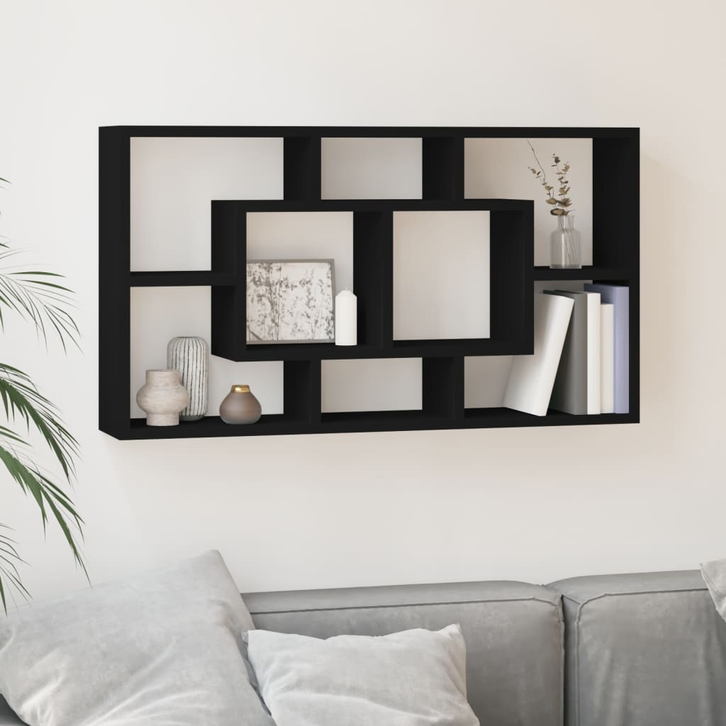 Wandschap 8 vakken zwart is nu te koop bij PeponiXL, paradijselijk wonen!