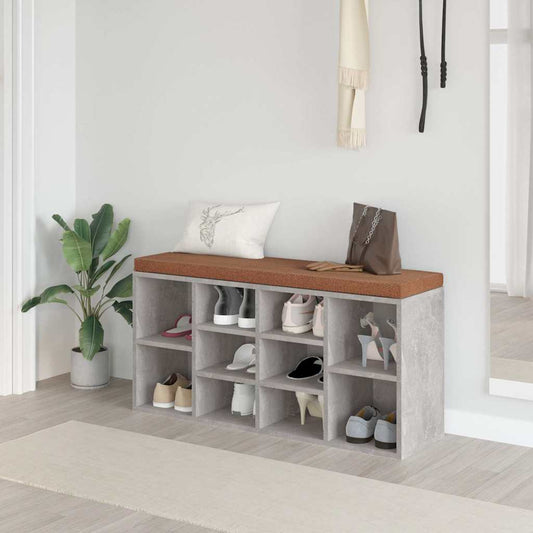 Schoenenbank 103x30x48 cm bewerkt hout betongrijs is nu te koop bij PeponiXL, paradijselijk wonen!