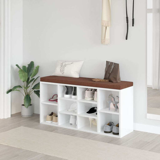 Schoenenrek 103x30x48 cm bewerkt hout hoogglans wit is nu te koop bij PeponiXL, paradijselijk wonen!